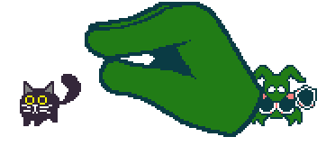 Abberant bothering a sweet kitty cat named Marubon.