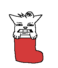 Dogmole, angry, inside of a stocking.